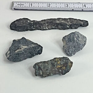 Unbranded Mineral Specimen Lot 4pc Metallic Rock Display Set